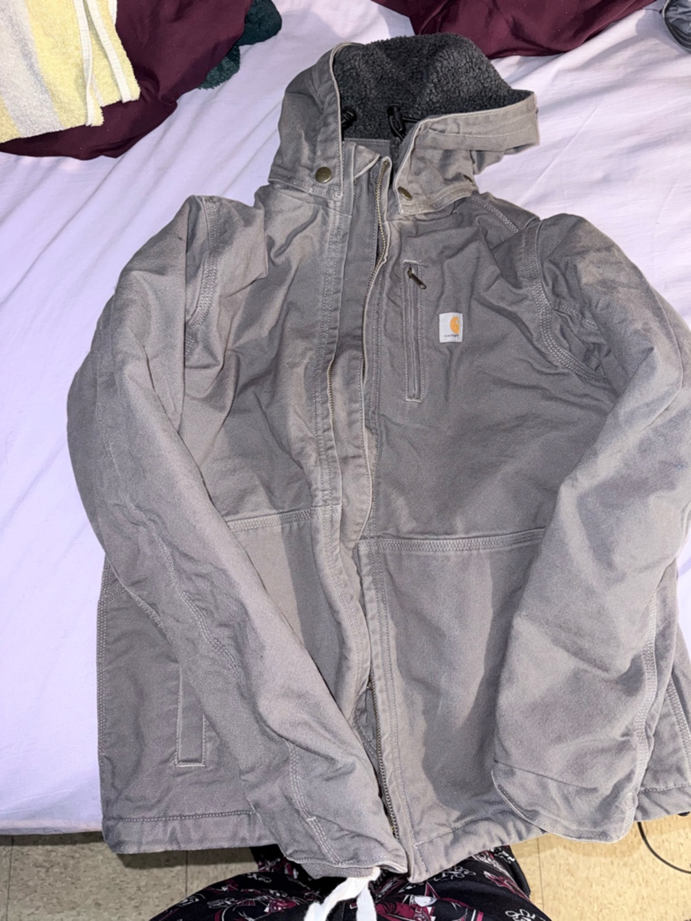 Carhartt Light Gray Canvas Utility Jacket with Chest Zip Pocket